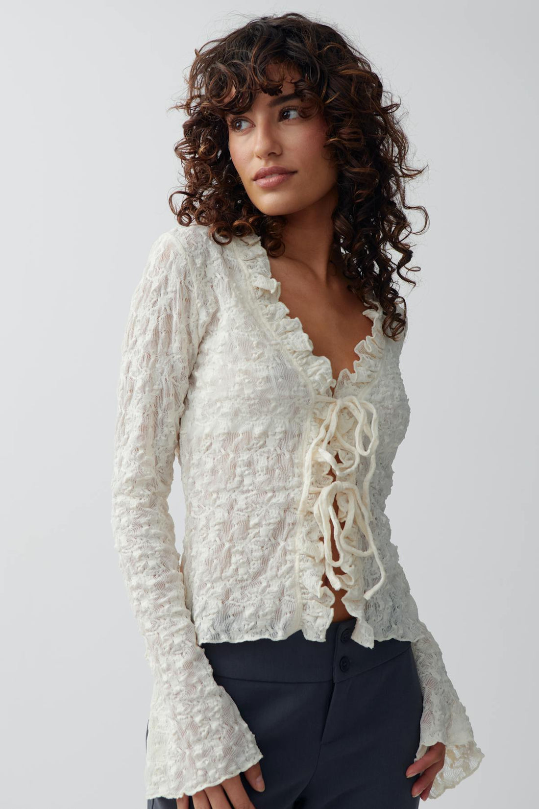 Lace frill top - Gardenia