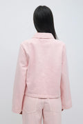 Front tie denim shirt - Rose clair