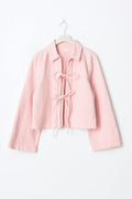 Front tie denim shirt - Rose clair