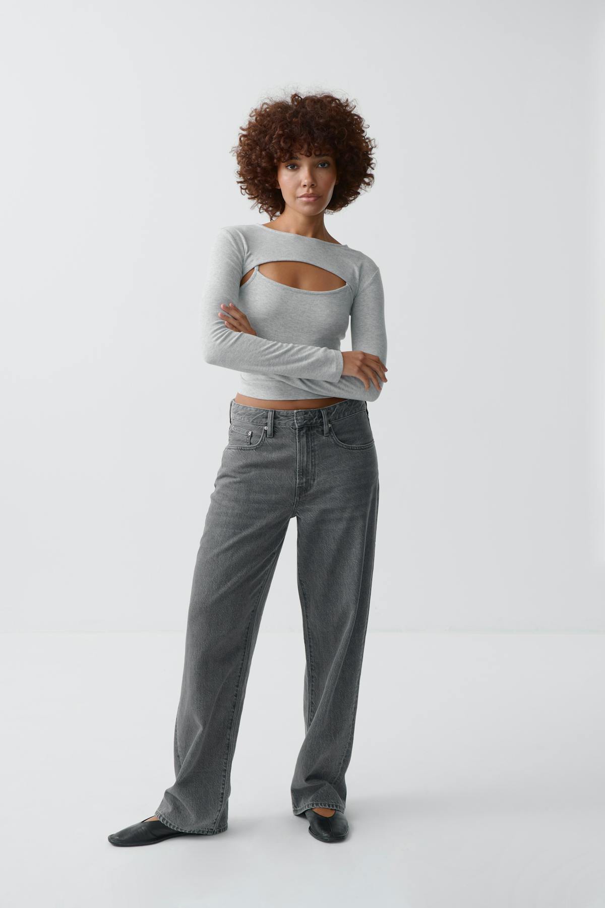 Bolero top - Grey melange