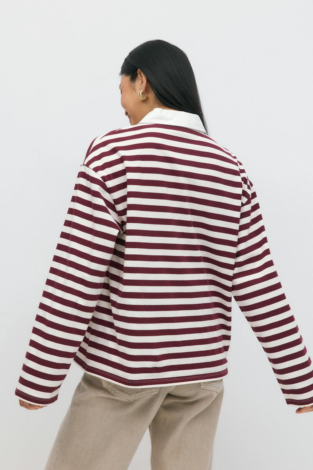 Collar top - Wine/stripe