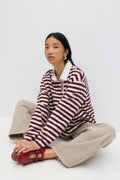 Collar top - Wine/stripe