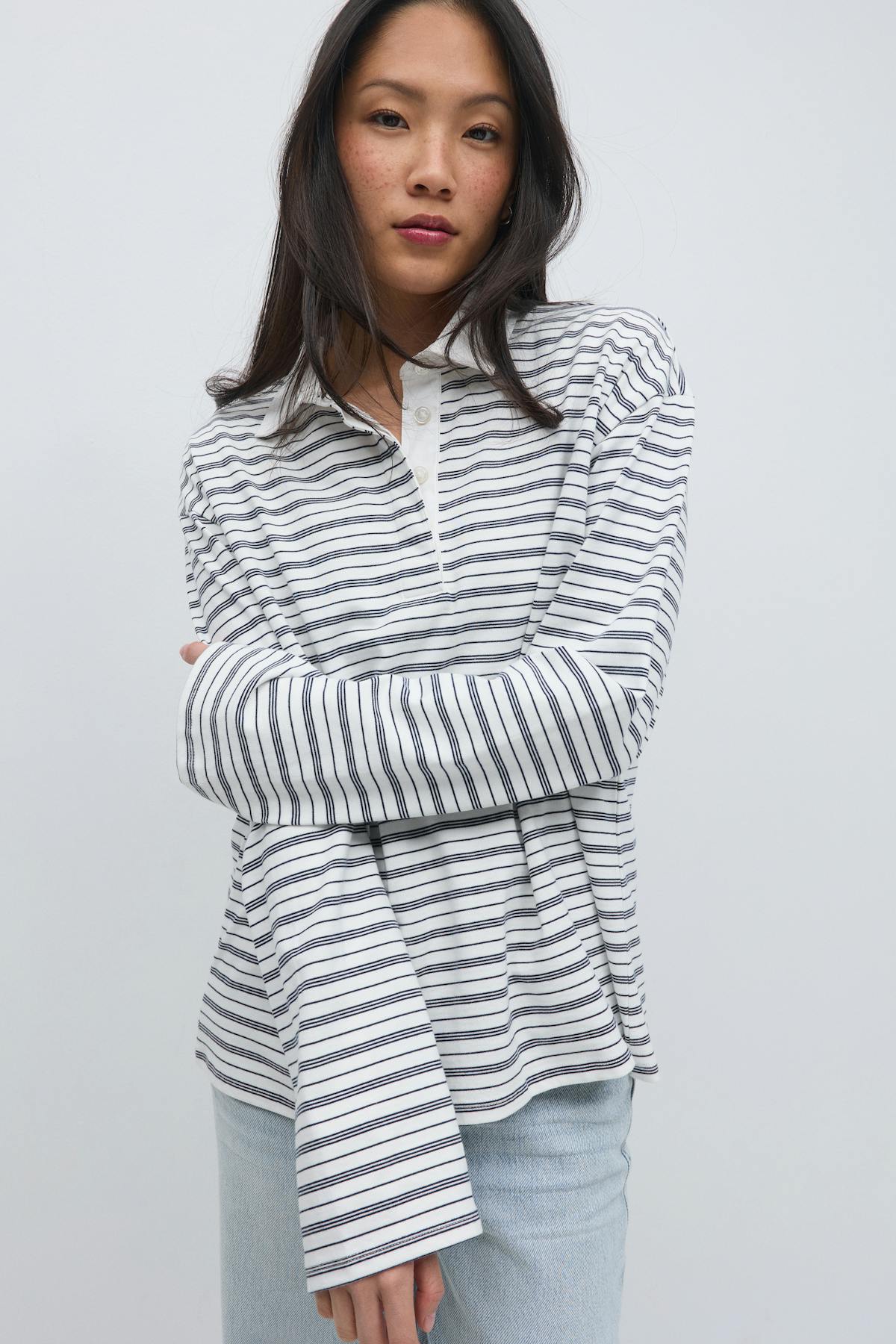 Collar top - Navy/stripe