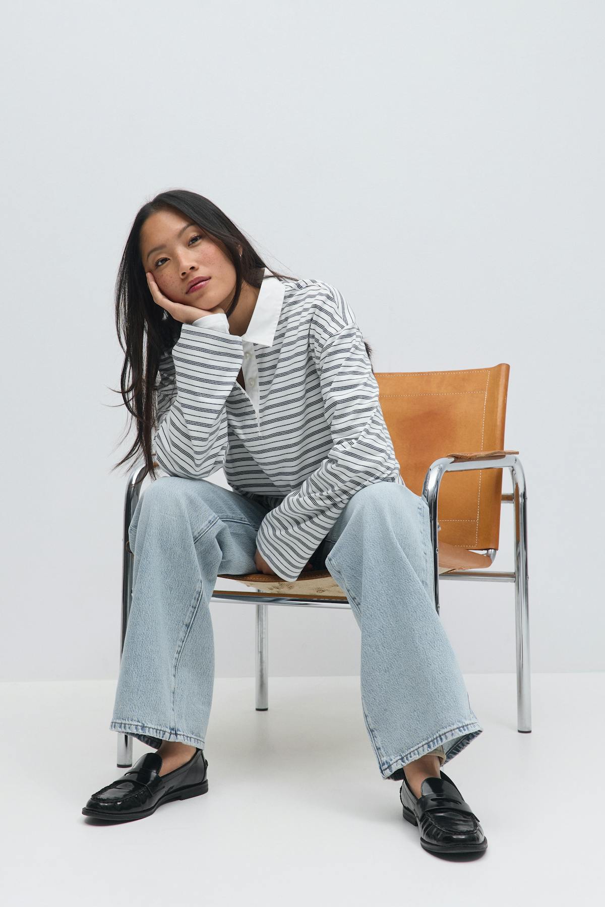 Collar top - Wine/stripe