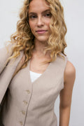 Short v-neck vest - Blanc