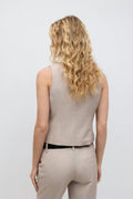 Short v-neck vest - Blanc