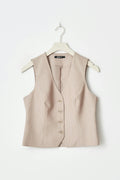 Short v-neck vest - Blanc