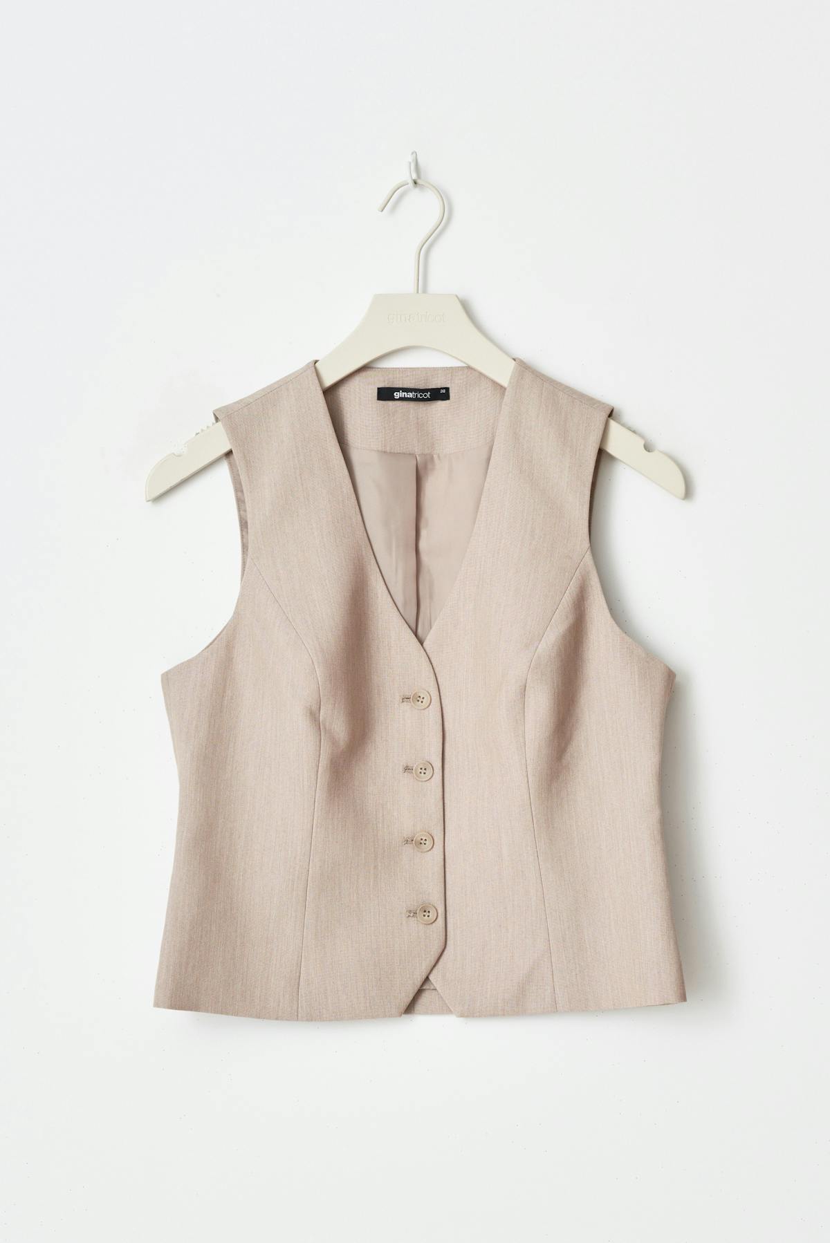Short v-neck vest - Blanc