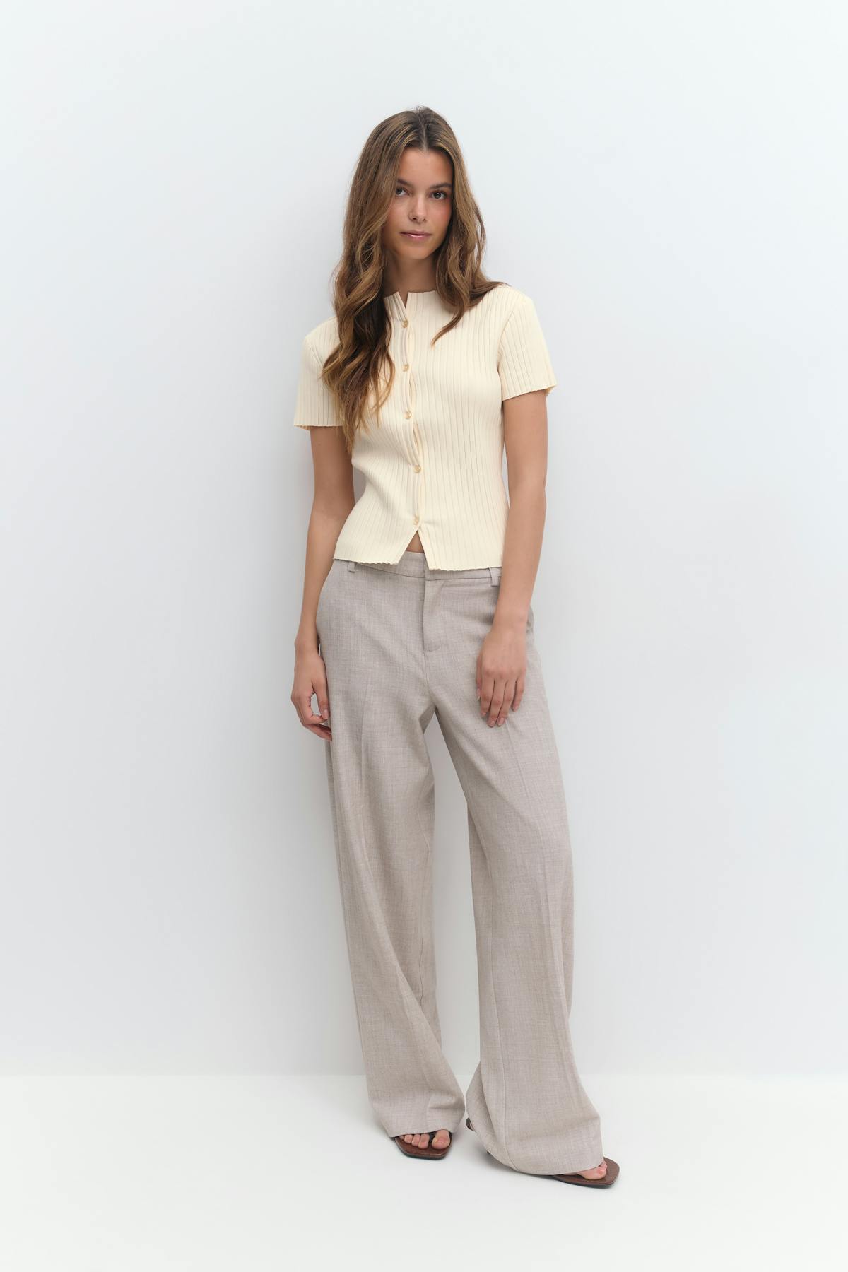 Rib button top - Whitecap gray