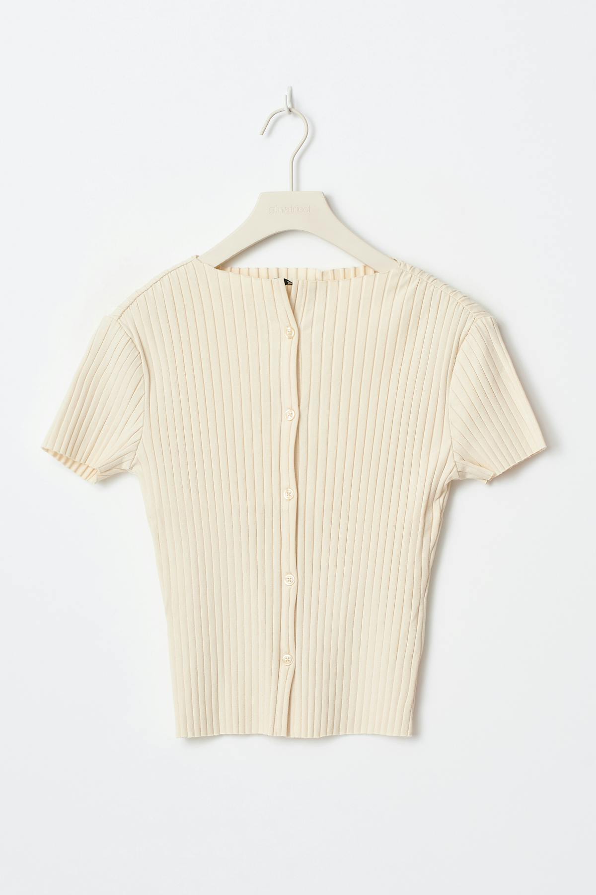 Rib button top - Whitecap gray