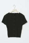 Rib button top - Noir