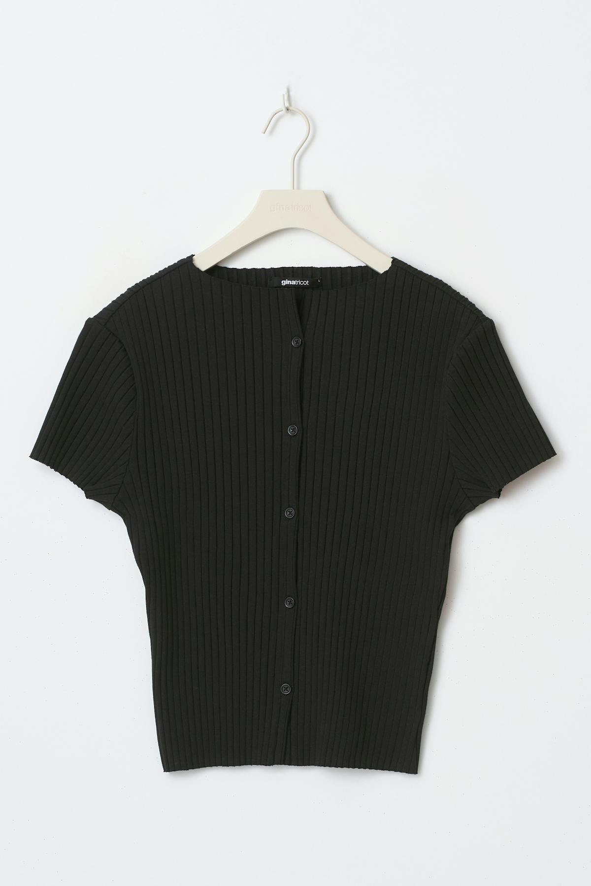 Rib button top - Noir
