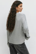 V-neck knitted sweater - Lt greymelange