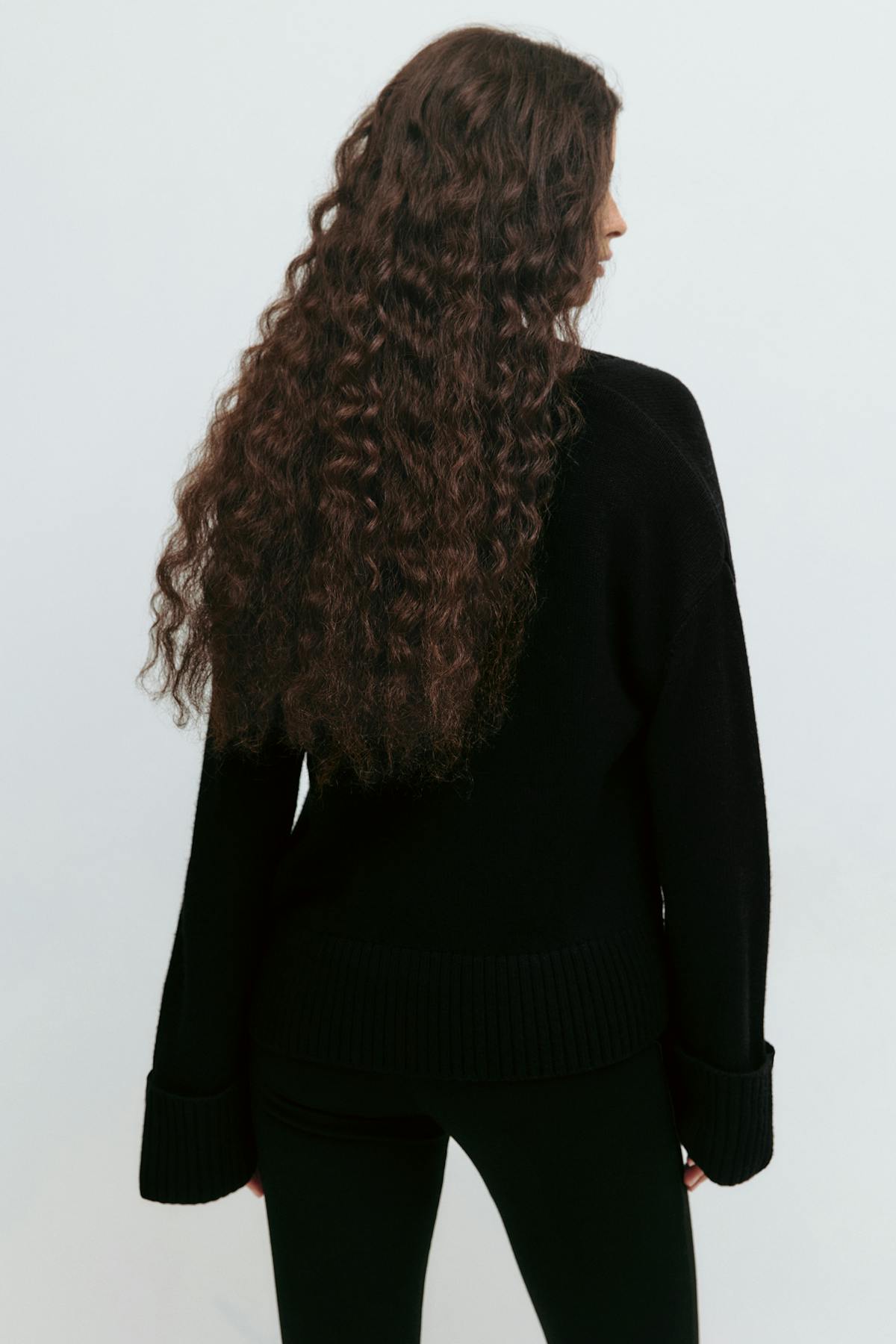 V-neck knitted sweater - Lt greymelange