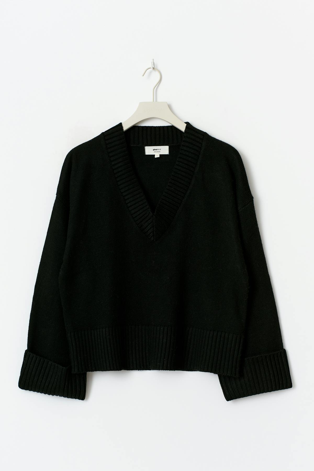 V-neck knitted sweater - Noir