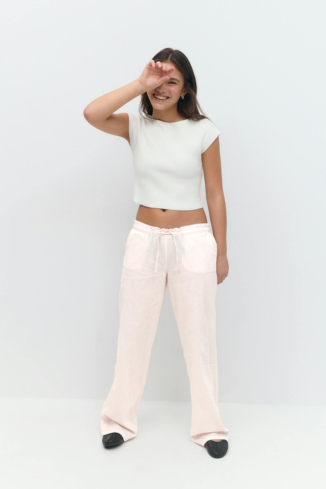 Y linen blend tall trousers - Ballet slipper