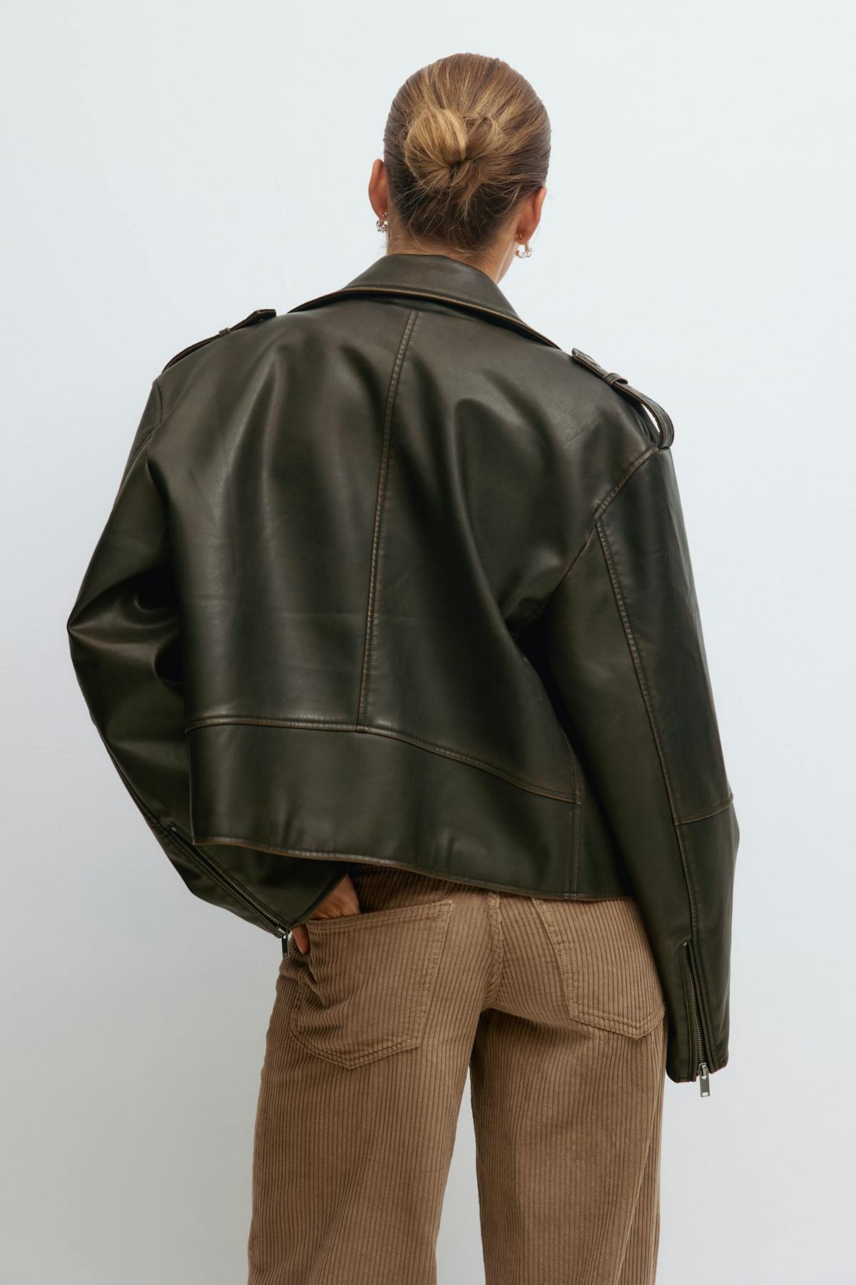 Short pu biker jacket - Offblack