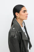 Short pu biker jacket - Offblack
