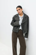 Short pu biker jacket - Offblack