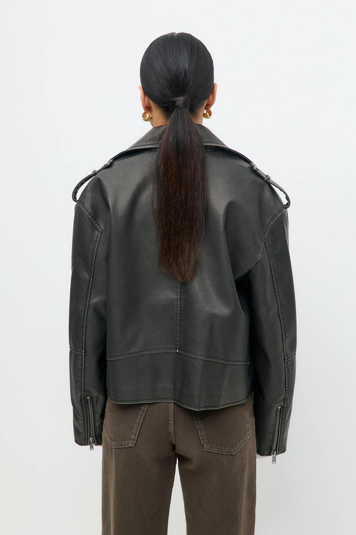 Short pu biker jacket - Offblack