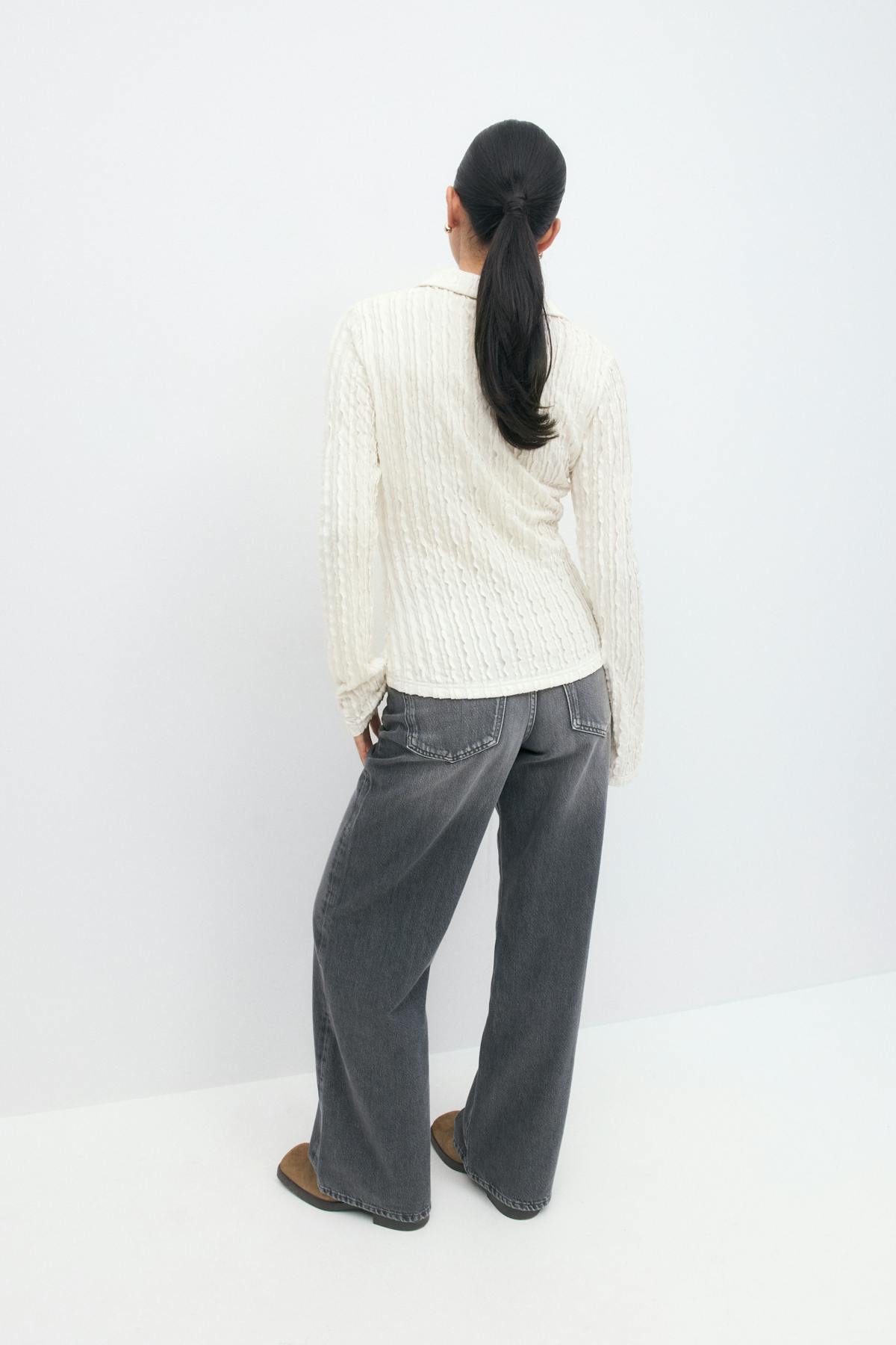 Textured shirt top - Eggnog