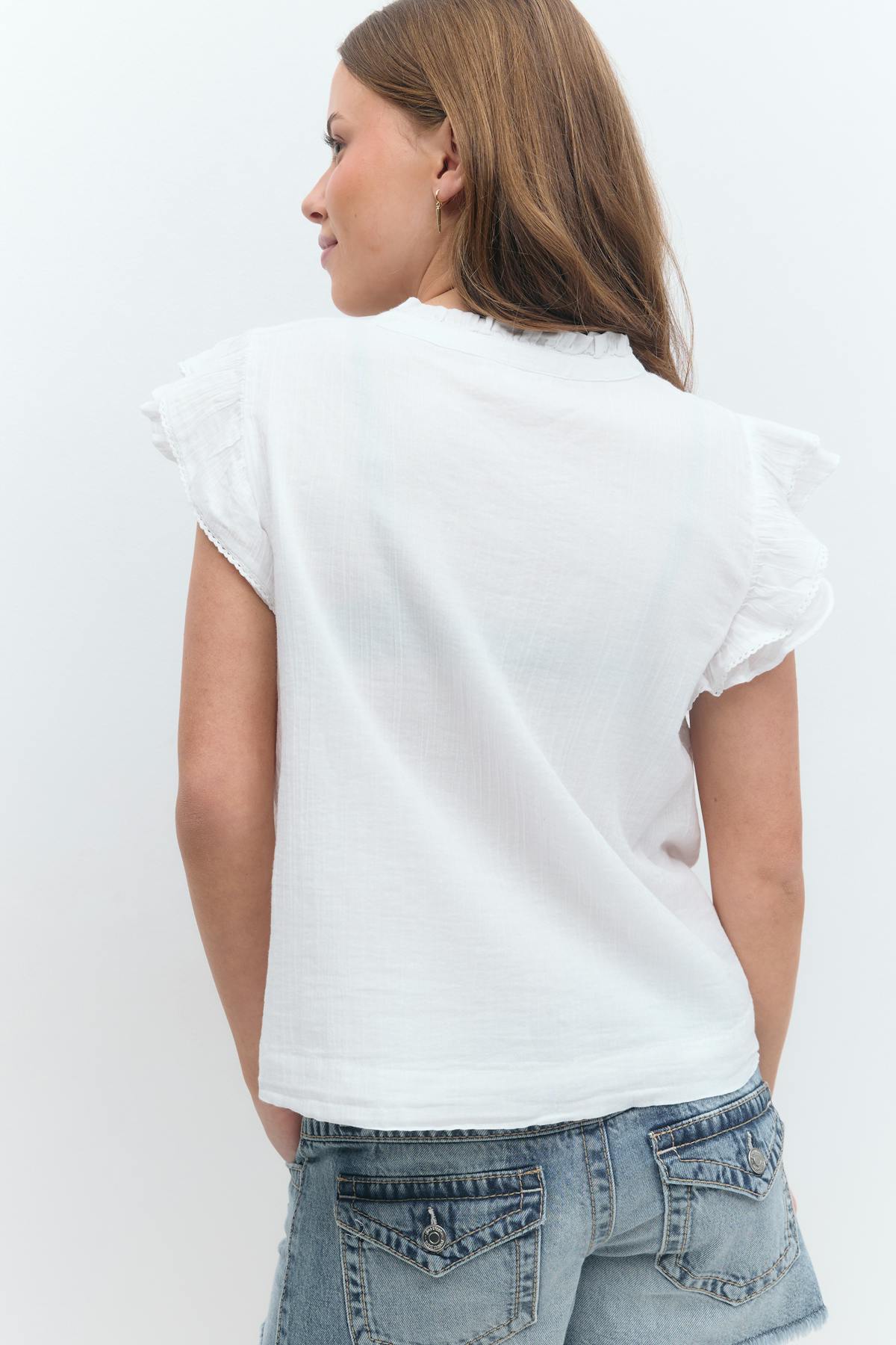 Y boho short sleeve top - Blanc