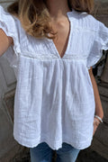 Y boho short sleeve top - Blanc