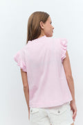 Y boho short sleeve top - Pink lady