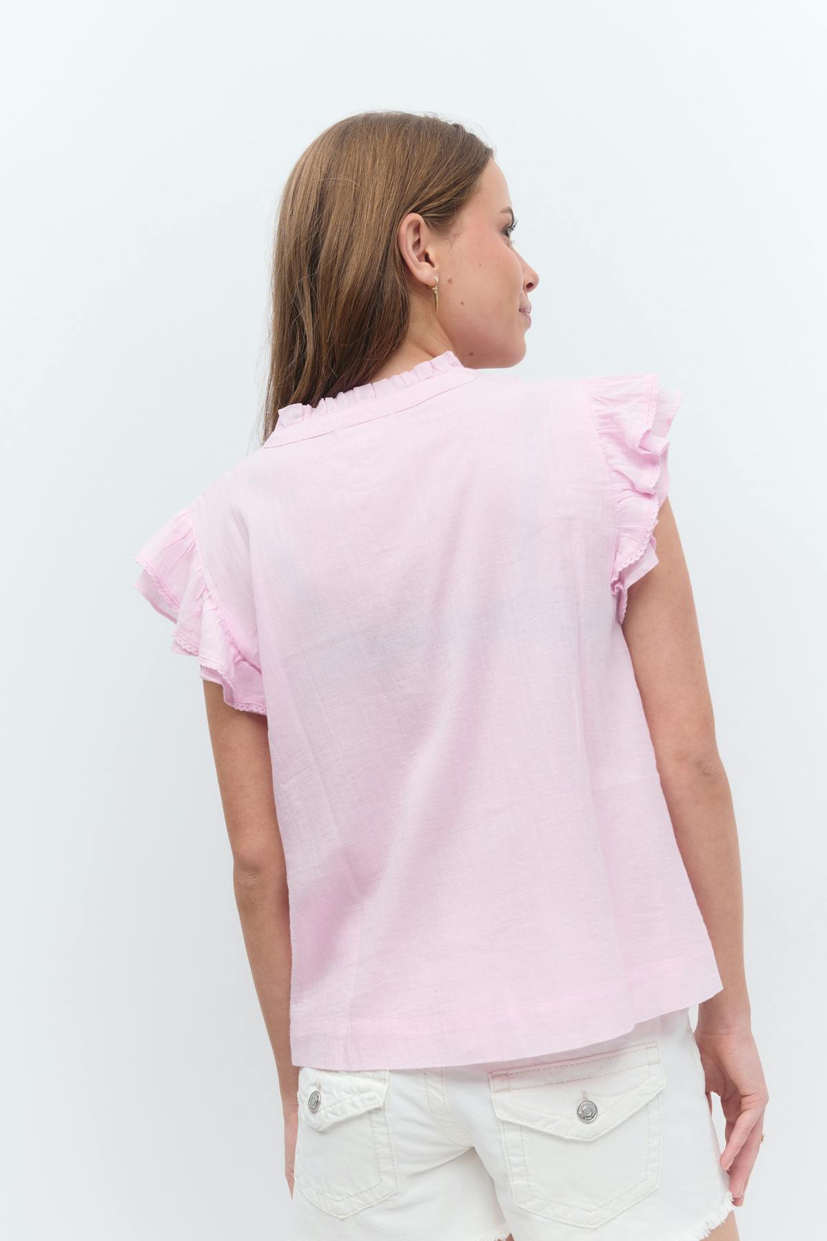 Y boho short sleeve top - Pink lady