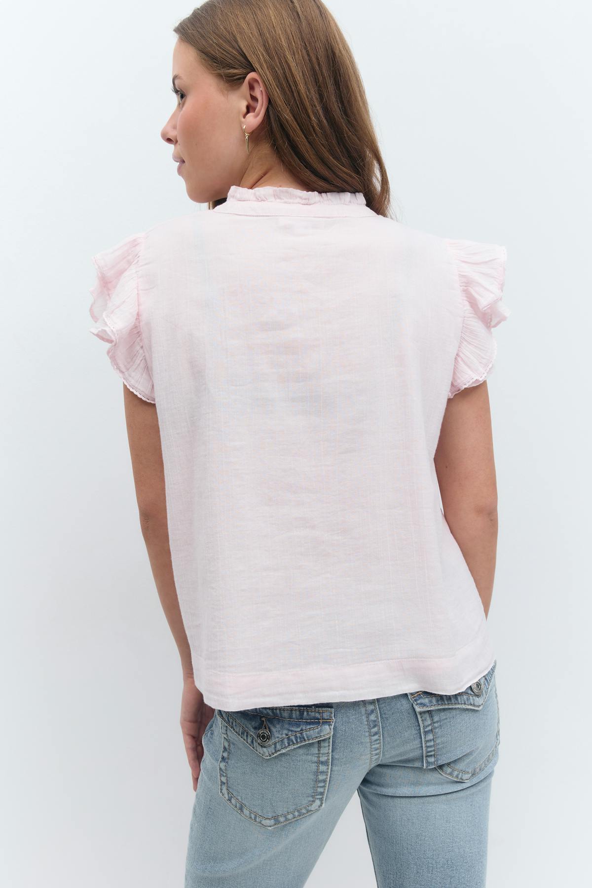 Y boho short sleeve top - Ballet slipper