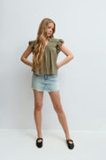 Y boho short sleeve top - Army green