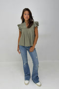 Y boho short sleeve top - Army green