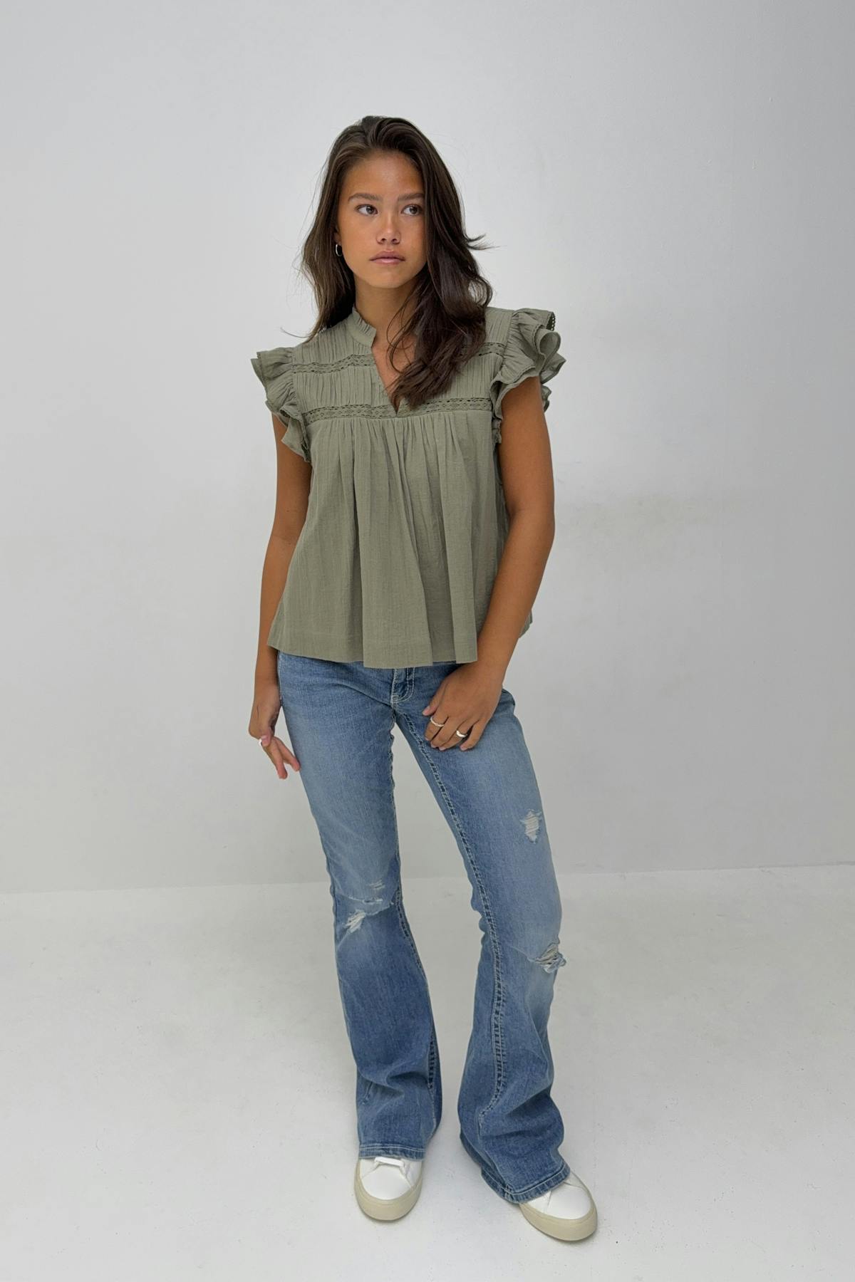 Y boho short sleeve top - Army green