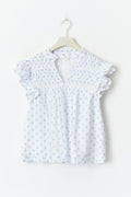 Y boho short sleeve top - Blue ditsy