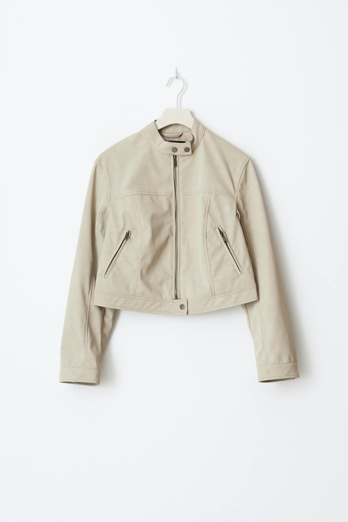 Faux suede short jacket - Beige clair