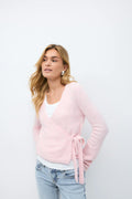 knitted wrap cardigan - Lt grey melange