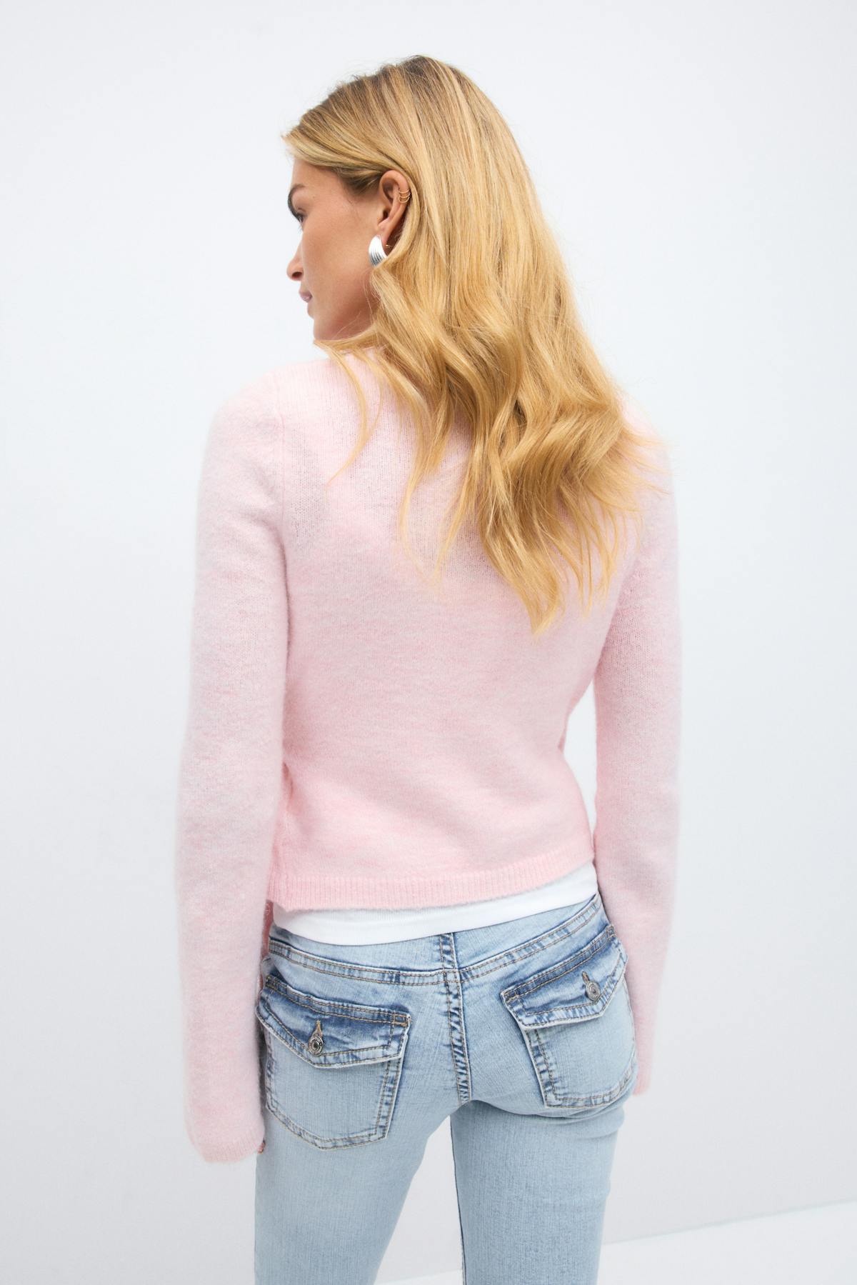knitted wrap cardigan - Cashmere blue