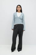 knitted wrap cardigan - Lt grey melange