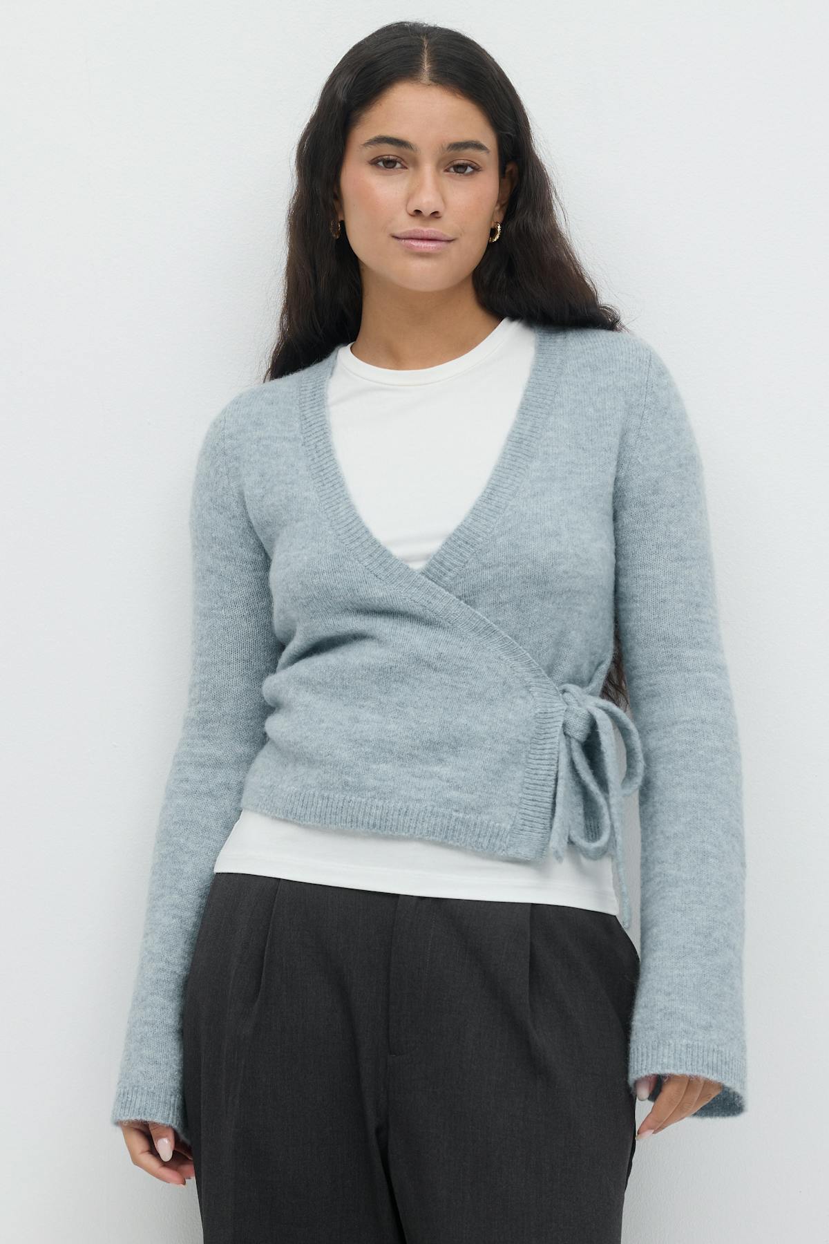 knitted wrap cardigan - Gardenia