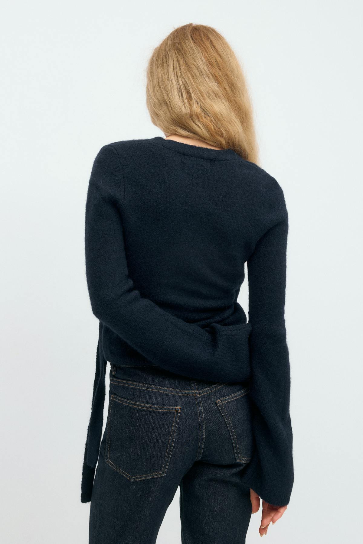 knitted wrap cardigan - Cashmere blue
