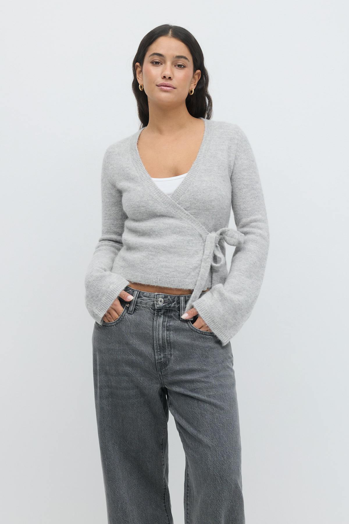 knitted wrap cardigan - Gardenia