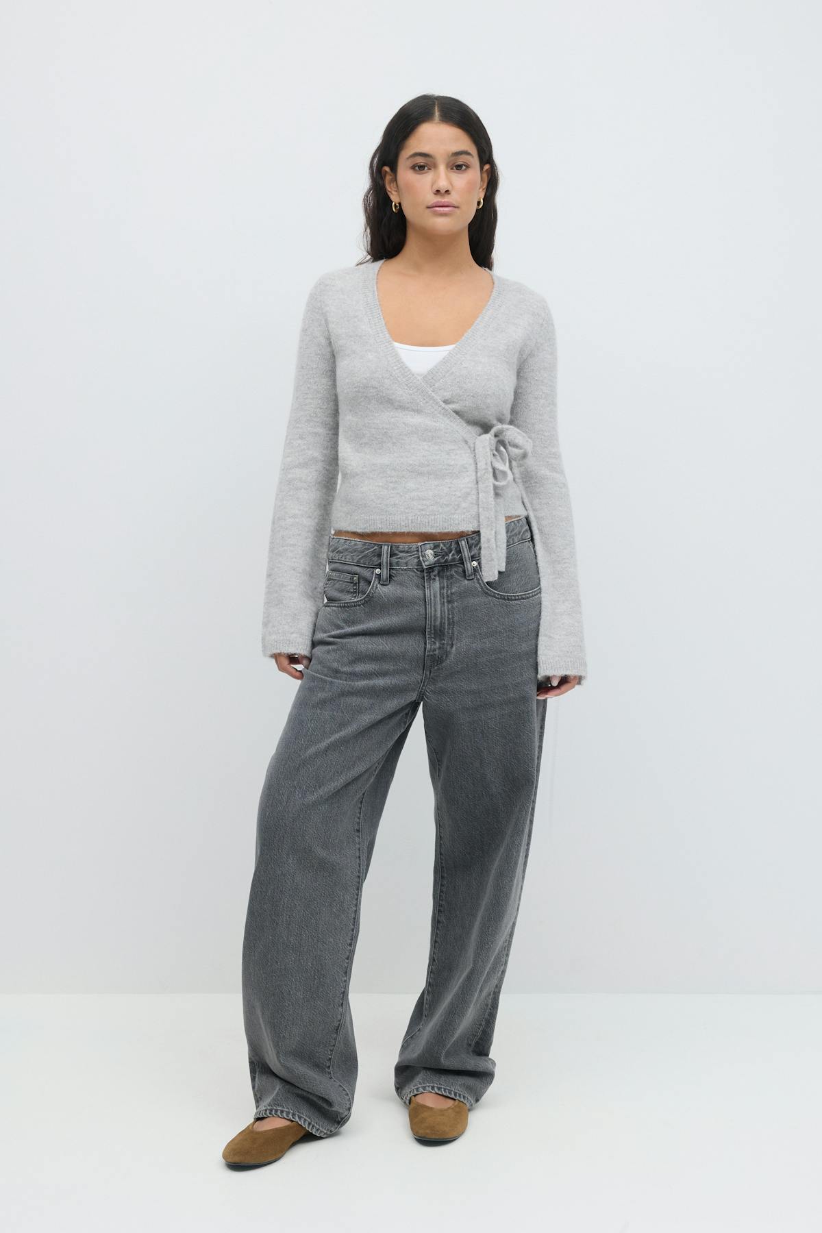knitted wrap cardigan - Gardenia
