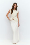 Drawstring maxi skirt - Blanc