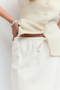 Drawstring maxi skirt - Blanc
