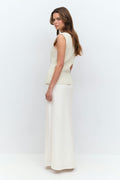 Drawstring maxi skirt - Blanc