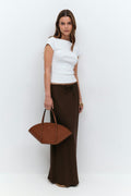 Drawstring maxi skirt - Kaki