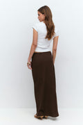 Drawstring maxi skirt - Kaki