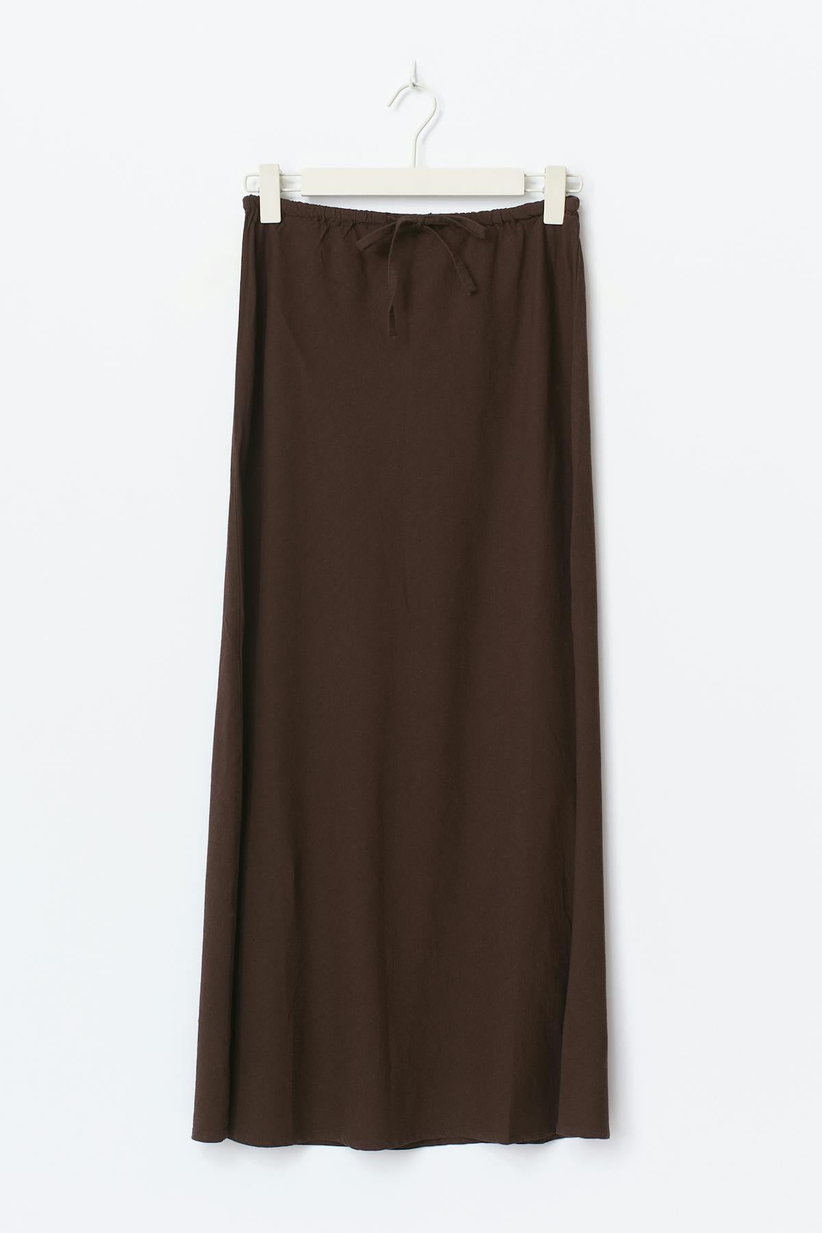 Drawstring maxi skirt - Marron