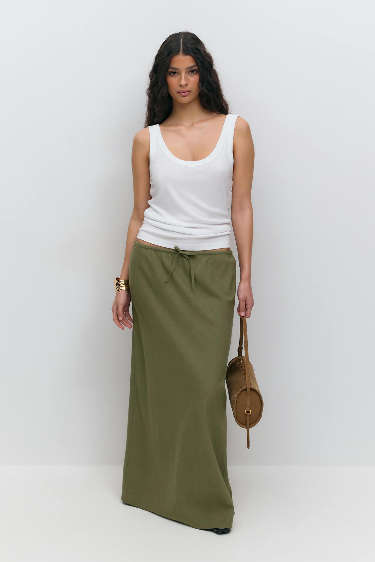 Drawstring maxi skirt - Noir