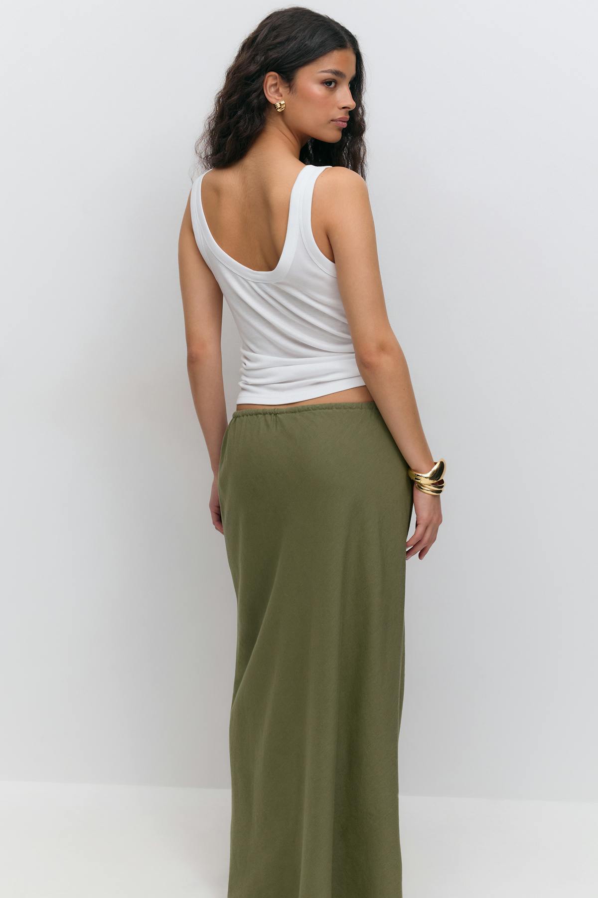Drawstring maxi skirt - Noir